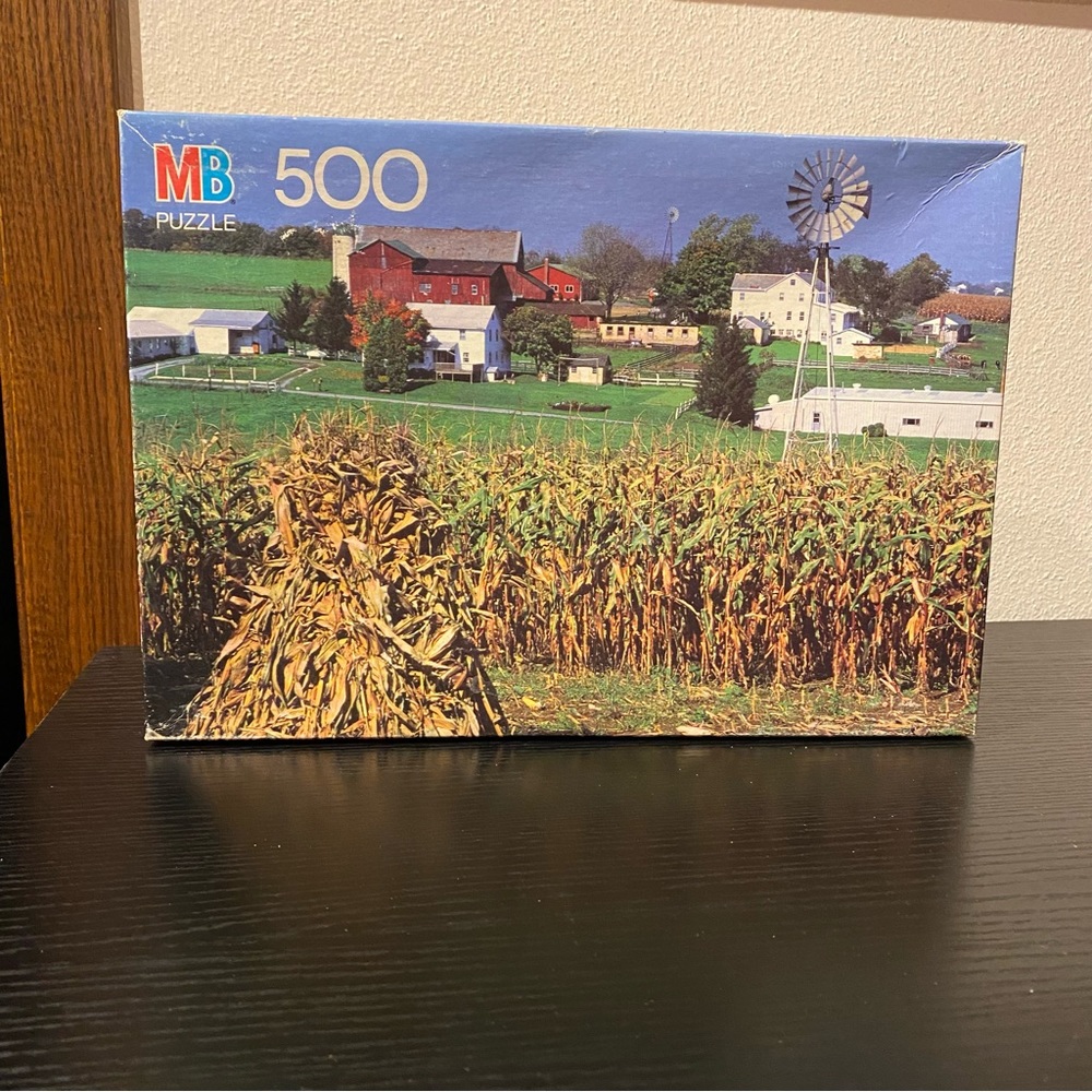 NEW MB 500 Piece Jigsaw Puzzle Farm and Cornfield - Picture 2 of 3